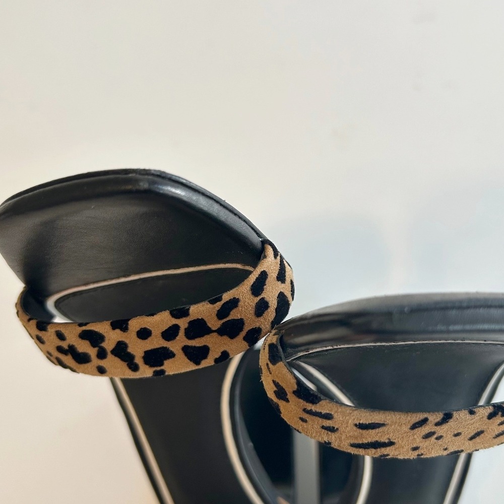 Rag & Bone Cheetah Print Leather Heels Women 6 US Block Heel Square Toe - Picture 5 of 8
